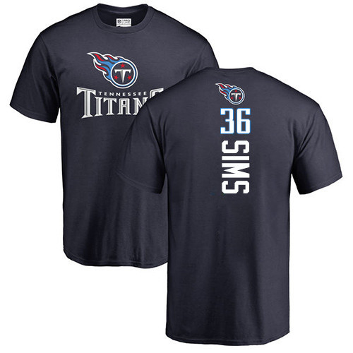 Tennessee Titans Men Navy Blue LeShaun Sims Backer NFL Football #36 T Shirt->tennessee titans->NFL Jersey